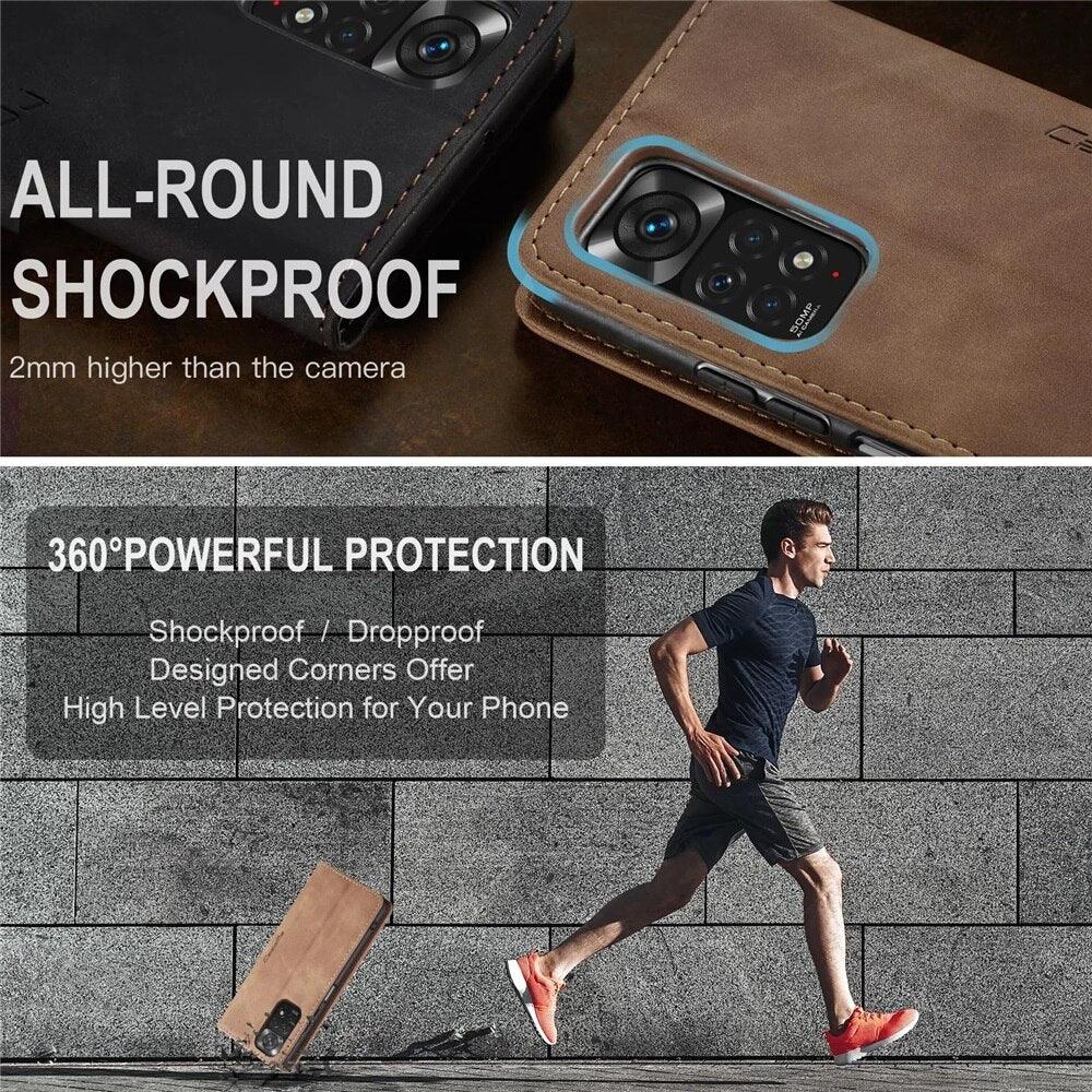 Matte Leather Case for Xiaomi Mi 9T CC9 10T 11T 12T Pro Lite 5G Redmi Note 8 9s 10 11 11S Pro Wallet Flip Cover Poco F3 M3 Pro Women with Card Holder Kickstand Magnetic Leather Flip Case