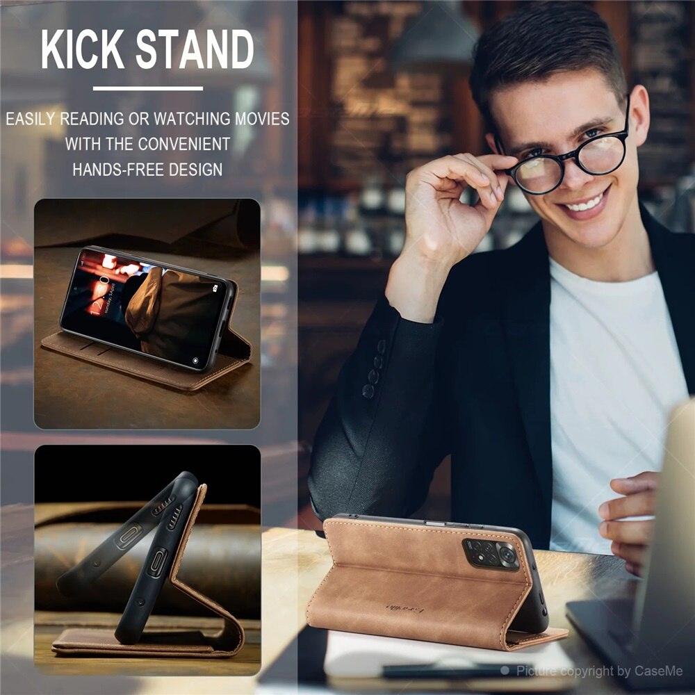 Matte Leather Case for Xiaomi Mi 9T CC9 10T 11T 12T Pro Lite 5G Redmi Note 8 9s 10 11 11S Pro Wallet Flip Cover Poco F3 M3 Pro Women with Card Holder Kickstand Magnetic Leather Flip Case