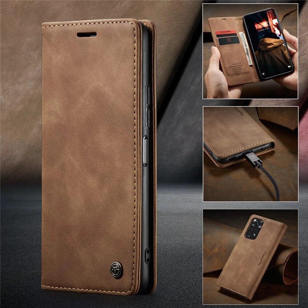 Matte Leather Case for Xiaomi Mi 9T CC9 10T 11T 12T Pro Lite 5G Redmi Note 8 9s 10 11 11S Pro Wallet Flip Cover Poco F3 M3 Pro Women with Card Holder Kickstand Magnetic Leather Flip Case