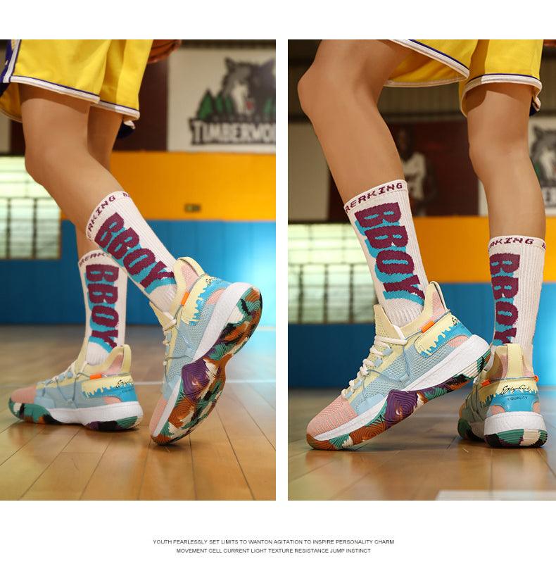 Men Breathable Basketball Shoes Shockproof High Top Sneakers Cushioning Sport Shoes Outdoor Training Ankle Boots Lightning Professional Anti Slip Sports Shoes For Running Walking Sport