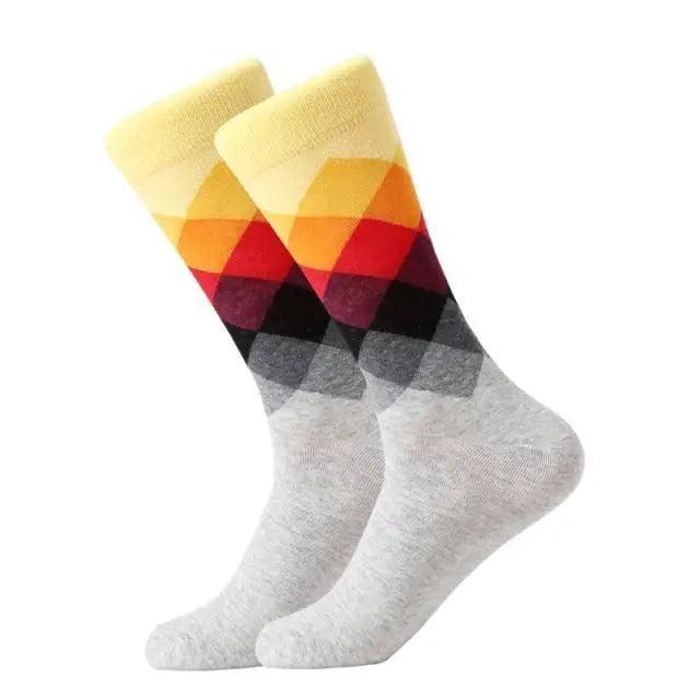 Men Cotton Socks Gradient Color Summer Style Long Wedding Sock Men Knee High Business Socks Man Socks Men's Ladies Novelty Bright Colorful Patterned Cotton Socks