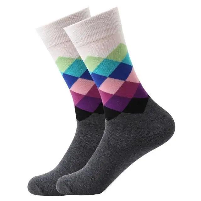 Men Cotton Socks Gradient Color Summer Style Long Wedding Sock Men Knee High Business Socks Man Socks Men's Ladies Novelty Bright Colorful Patterned Cotton Socks