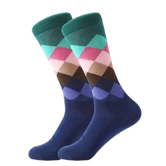 Men Cotton Socks Gradient Color Summer Style Long Wedding Sock Men Knee High Business Socks Man Socks Men's Ladies Novelty Bright Colorful Patterned Cotton Socks