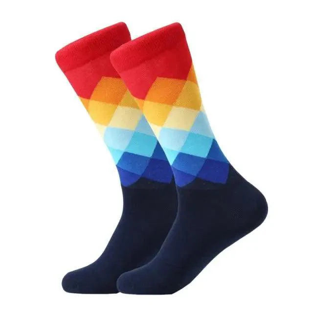 Men Cotton Socks Gradient Color Summer Style Long Wedding Sock Men Knee High Business Socks Man Socks Men's Ladies Novelty Bright Colorful Patterned Cotton Socks