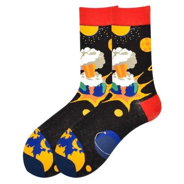 Men Cotton Socks Gradient Color Summer Style Long Wedding Sock Men Knee High Business Socks Man Socks Men's Ladies Novelty Bright Colorful Patterned Cotton Socks