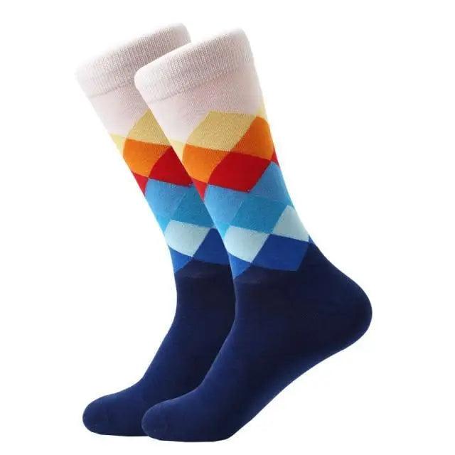 Men Cotton Socks Gradient Color Summer Style Long Wedding Sock Men Knee High Business Socks Man Socks Men's Ladies Novelty Bright Colorful Patterned Cotton Socks