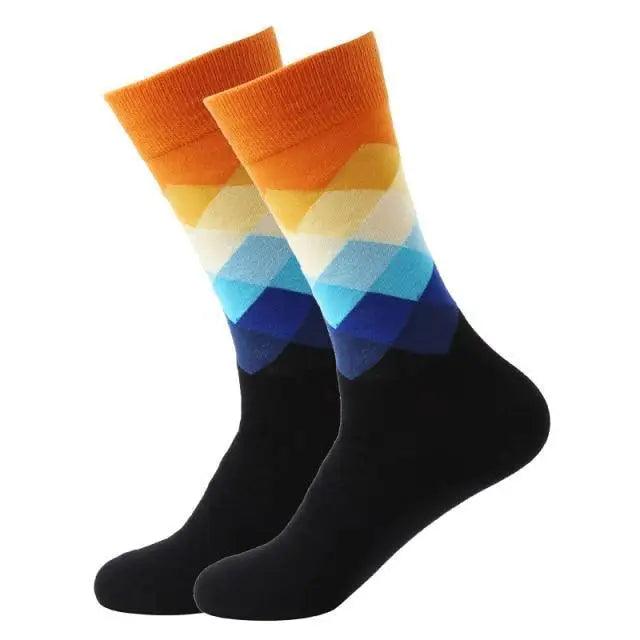 Men Cotton Socks Gradient Color Summer Style Long Wedding Sock Men Knee High Business Socks Man Socks Men's Ladies Novelty Bright Colorful Patterned Cotton Socks