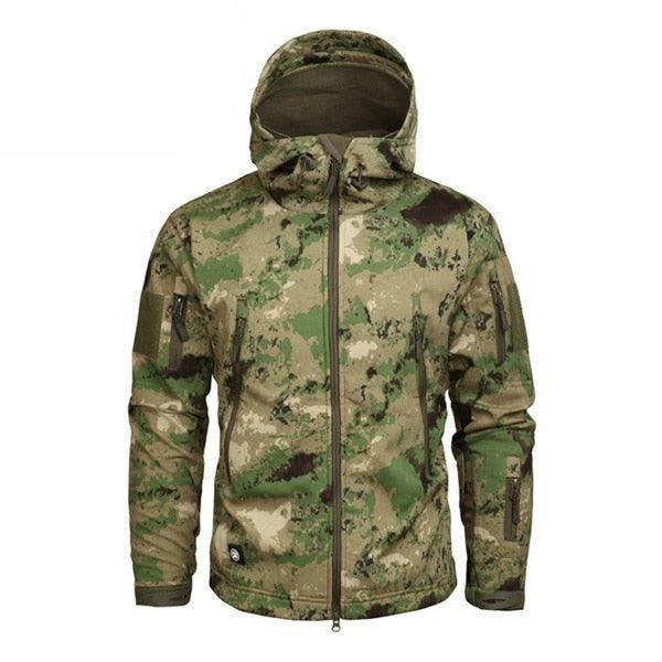 Men Green Autumn Camouflage Jacket Men's Lightweight Water-Resistant Jacket Tactical Clothing Male Camouflage Windbreaker Breathable Outdoor Snow Jacket