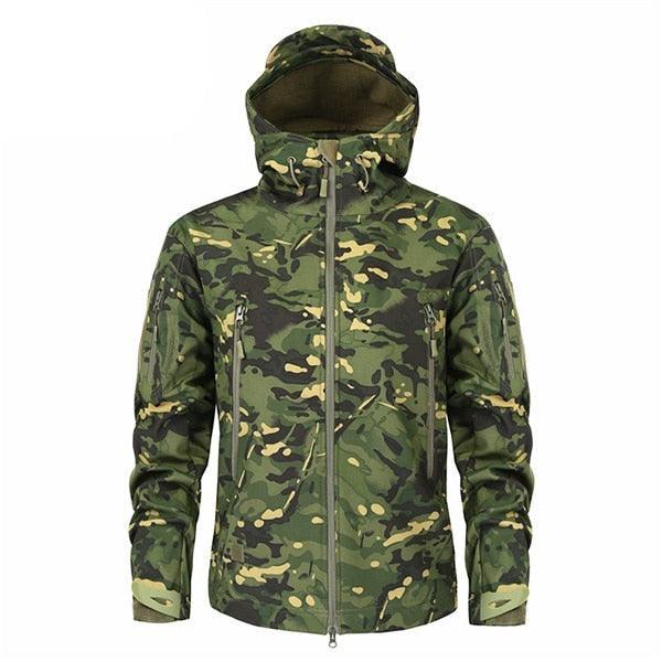 Men Green Autumn Camouflage Jacket Men's Lightweight Water-Resistant Jacket Tactical Clothing Male Camouflage Windbreaker Breathable Outdoor Snow Jacket