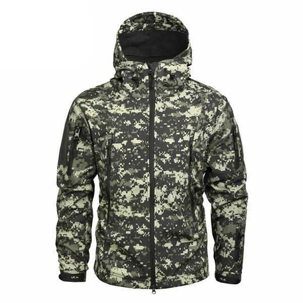Men Green Autumn Camouflage Jacket Men's Lightweight Water-Resistant Jacket Tactical Clothing Male Camouflage Windbreaker Breathable Outdoor Snow Jacket