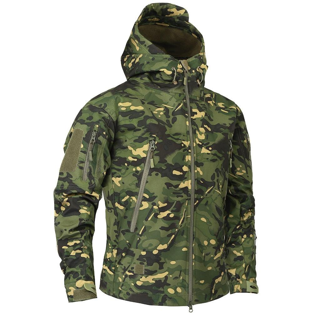 Men Green Autumn Camouflage Jacket Men's Lightweight Water-Resistant Jacket Tactical Clothing Male Camouflage Windbreaker Breathable Outdoor Snow Jacket