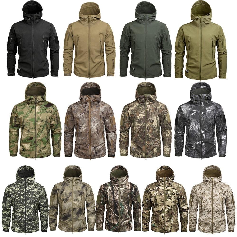 Men Green Autumn Camouflage Jacket Men's Lightweight Water-Resistant Jacket Tactical Clothing Male Camouflage Windbreaker Breathable Outdoor Snow Jacket