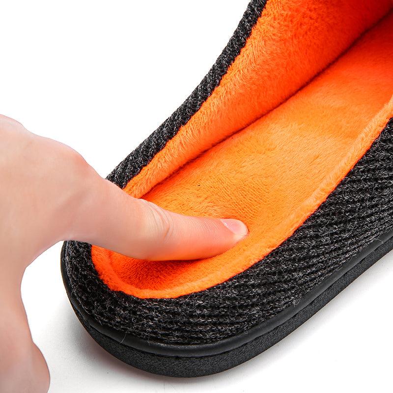 Men's Cotton Fabric Slippers Indoor Non-Slip Home Fur Couple Flat Men Winter Slipper Cotton Memory Foam Slippers Comfort Knitted Cotton-blend Closed Toe House Indoor Outdoor Shoes