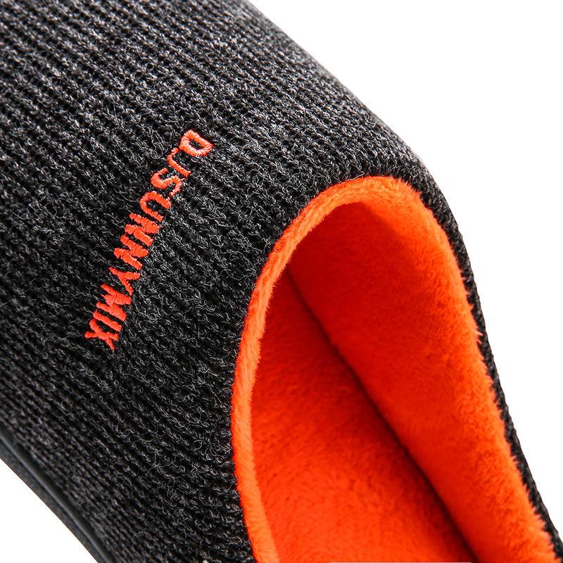 Men's Cotton Fabric Slippers Indoor Non-Slip Home Fur Couple Flat Men Winter Slipper Cotton Memory Foam Slippers Comfort Knitted Cotton-blend Closed Toe House Indoor Outdoor Shoes