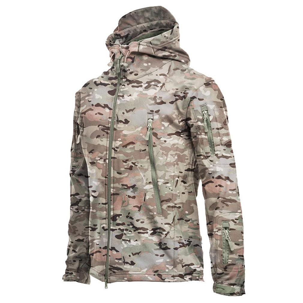 Men's Outdoor Soft Fleece Jacket Men's And Women's Jacket Unique Jackets For Men Windproof Waterproof Breathable Jacket Thermal Hooded Tactical Jacket Outdoor Camouflage Fleece Hooded Coat