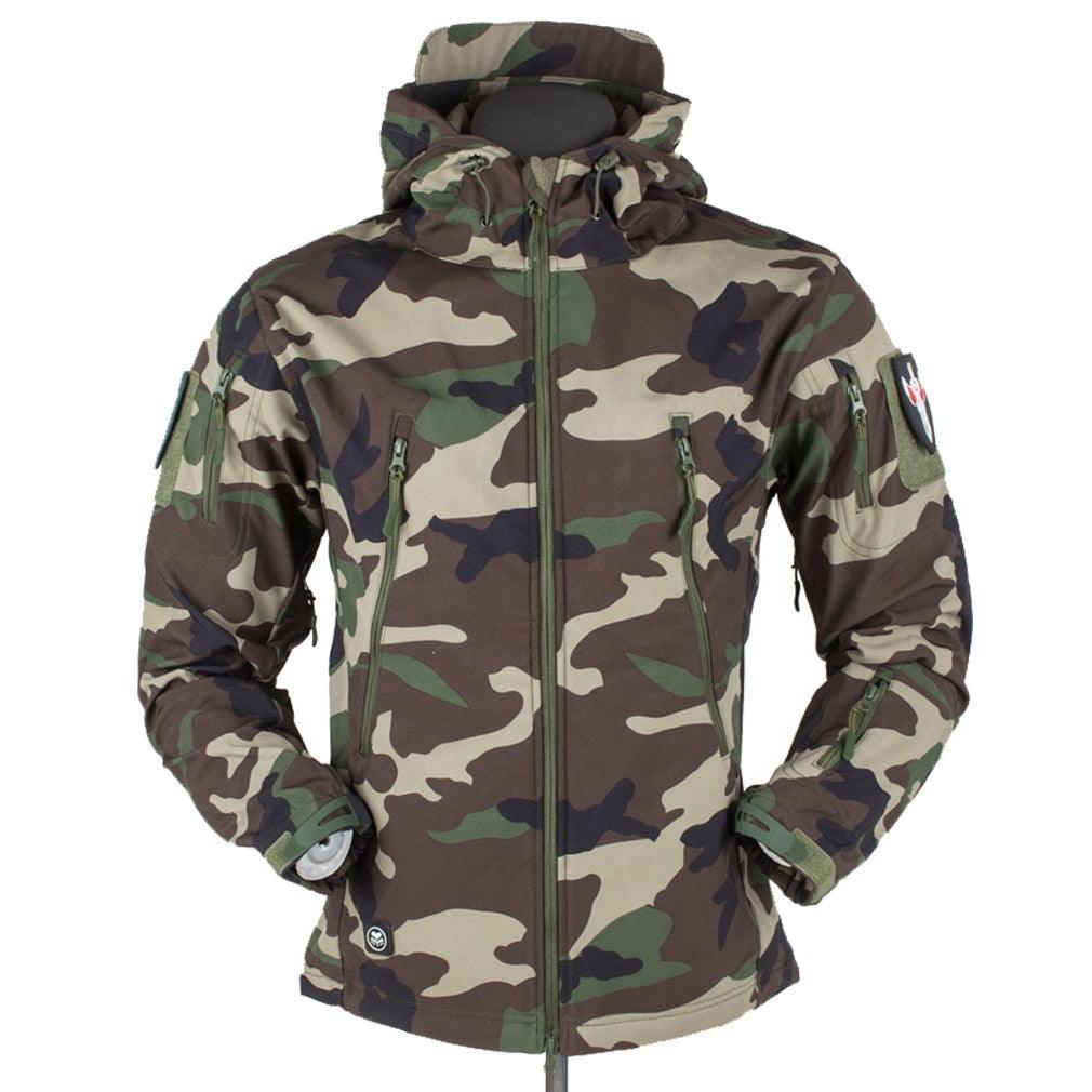 Men's Outdoor Soft Fleece Jacket Men's And Women's Jacket Unique Jackets For Men Windproof Waterproof Breathable Jacket Thermal Hooded Tactical Jacket Outdoor Camouflage Fleece Hooded Coat
