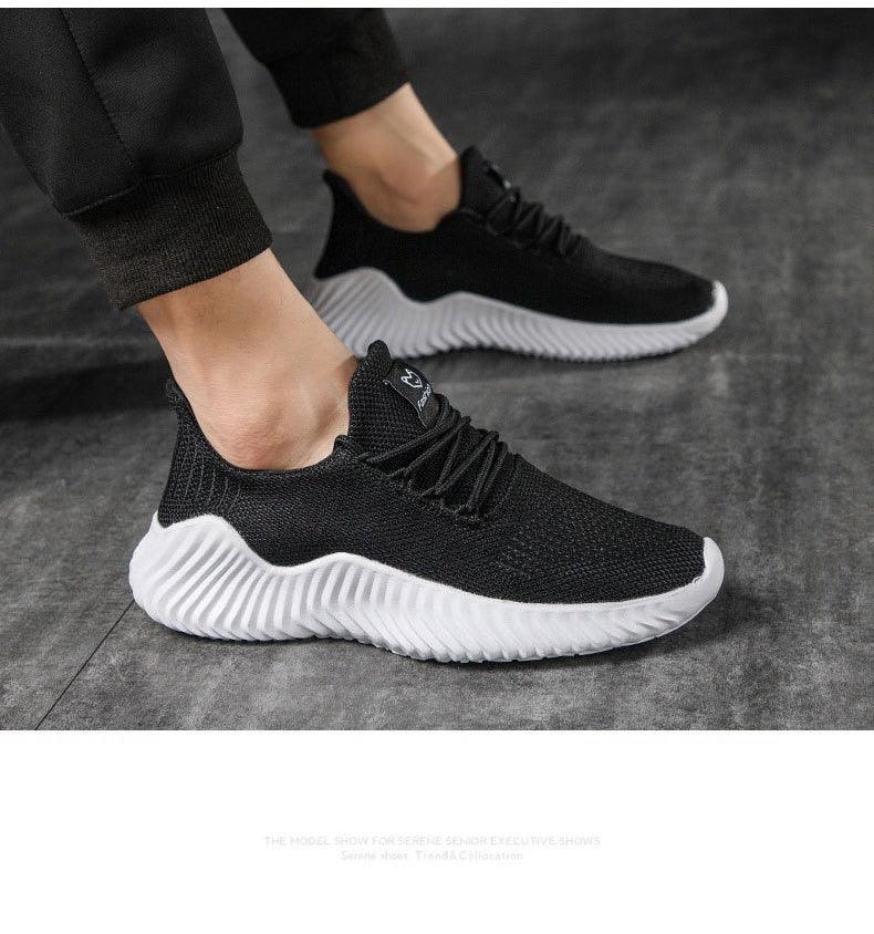 Mens Breathable White Trendy Sneakers Casual Design Light Walking Running Trainers Casual Breathable Mesh Men Running Shoes Walking Sneakers