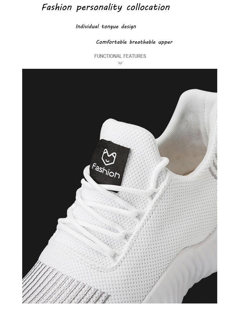 Mens Breathable White Trendy Sneakers Casual Design Light Walking Running Trainers Casual Breathable Mesh Men Running Shoes Walking Sneakers
