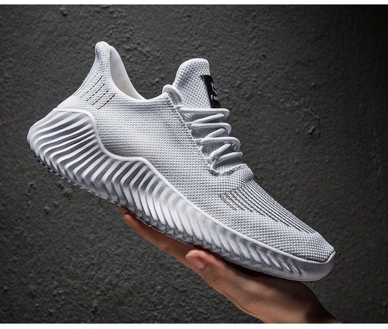 Mens Breathable White Trendy Sneakers Casual Design Light Walking Running Trainers Casual Breathable Mesh Men Running Shoes Walking Sneakers