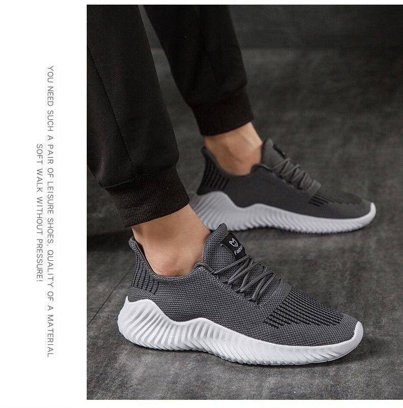Mens Breathable White Trendy Sneakers Casual Design Light Walking Running Trainers Casual Breathable Mesh Men Running Shoes Walking Sneakers