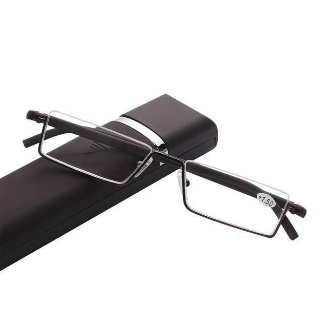 Metal Anti Blue Light Reading Glasses Men Half Frame Prescription Eyeglasses Male Eyewear With Case For Men And Women Unisex Stylish Eyeglasses Glasses Clear Lens +1.75