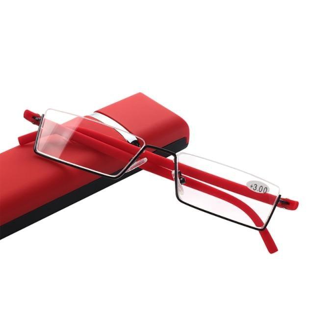 Metal Anti Blue Light Reading Glasses Men Half Frame Prescription Eyeglasses Male Eyewear With Case For Men And Women Unisex Stylish Eyeglasses Glasses Clear Lens +1.75