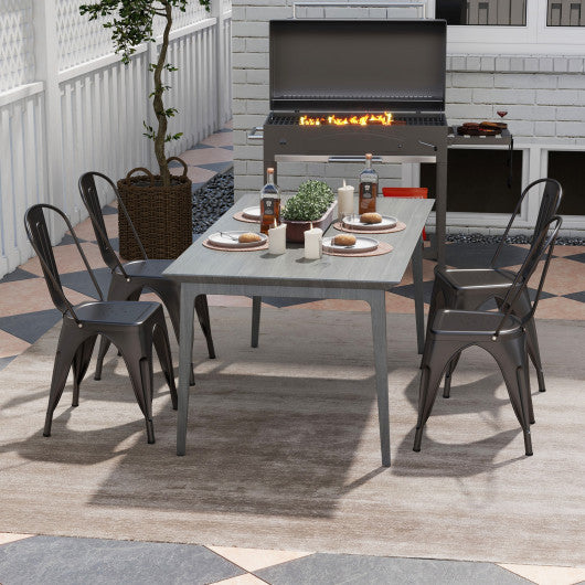 Metal Dining Chairs Set of 4 with Removable Backrest for Dining Room Restaurant Living Room-Gun