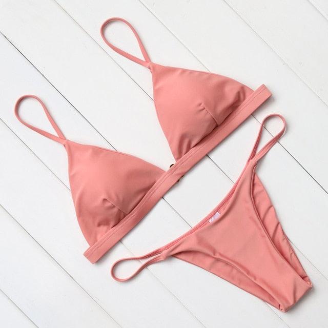 Micro Mini Bikini Swimwear Women Halter Push Up Bikini Set Padded Bra Women's Underwired Triangle Bathing Two Pieces Swimsuit Bikini Set Swimsuit Bandage Swim Suit