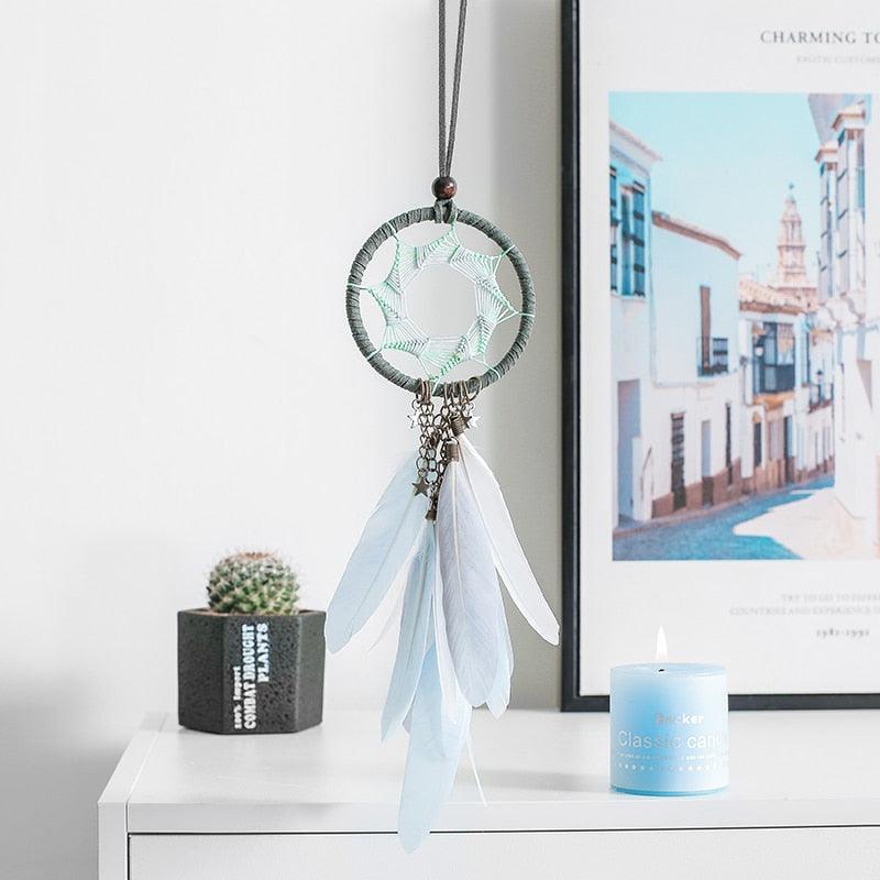 Mini 38cm Dream Catchers Hanging Room Decoration Indian Style Feathers Pendants Bag Key Chains Wind Chimes Wall Decor Native American Handmade For Bedroom Car & Wall Hanging Decoration Ornaments Dream Catchers For Girls Boys Room