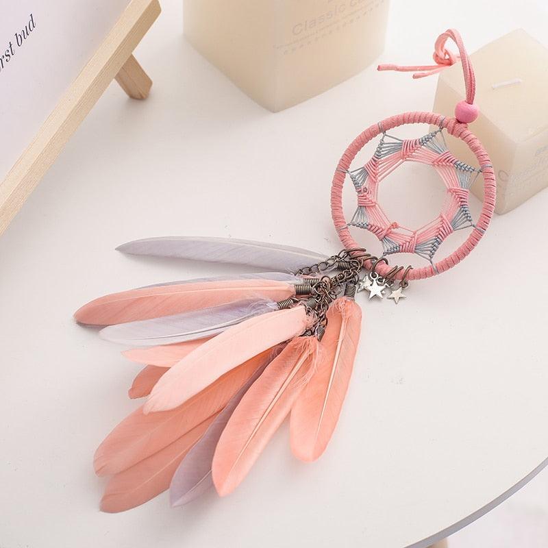 Mini 38cm Dream Catchers Hanging Room Decoration Indian Style Feathers Pendants Bag Key Chains Wind Chimes Wall Decor Native American Handmade For Bedroom Car & Wall Hanging Decoration Ornaments Dream Catchers For Girls Boys Room