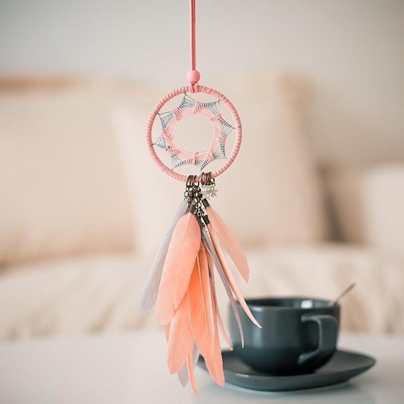 Mini 38cm Dream Catchers Hanging Room Decoration Indian Style Feathers Pendants Bag Key Chains Wind Chimes Wall Decor Native American Handmade For Bedroom Car & Wall Hanging Decoration Ornaments Dream Catchers For Girls Boys Room