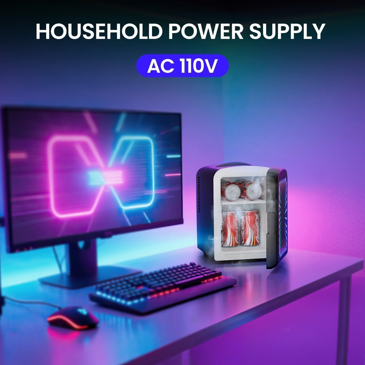 Mini Compact Refrigerator with Gaming Light F3404L