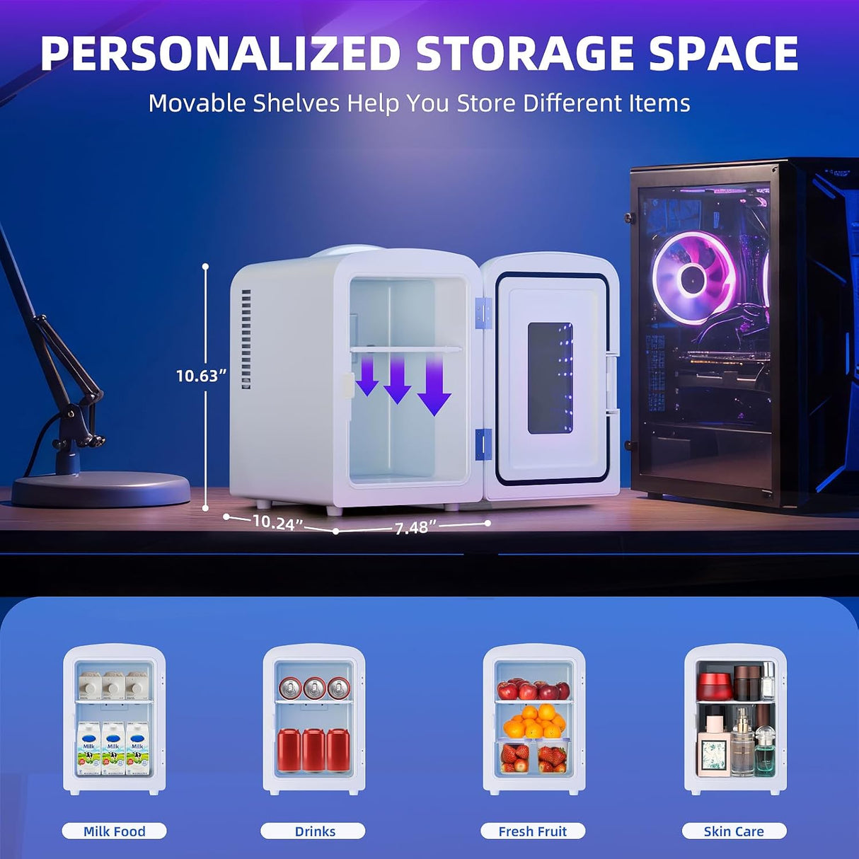 Mini Compact Refrigerator with Gaming Light F3404L