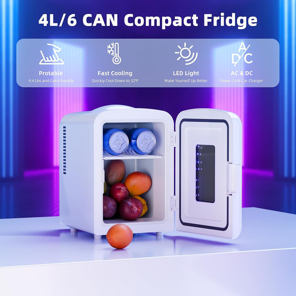 Mini Compact Refrigerator with Gaming Light F3404L