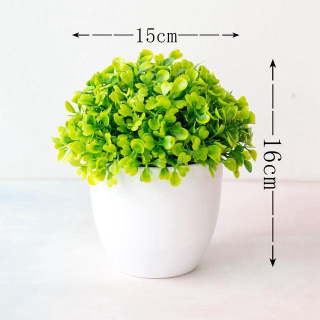 Mini Cute Artificial Bonsai Potted Plastic 15x16cm Friend's Gift Fake Decor with Plastic Pots Fake Flowers Arrangements for Home Decoration