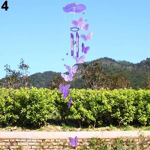 Model Creative Crystal Butterflies-Wind Chime Hanging Ornament Mobile Wind Bell Garden Ornament Lucky Yard Garden Living Room Home/Wall/Room For Mom Birthday Gift Metal Music Wind Chimes Indoor & Outdoor Decor