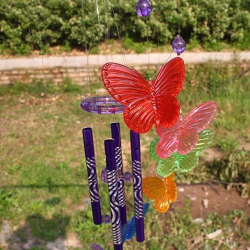 Model Creative Crystal Butterflies-Wind Chime Hanging Ornament Mobile Wind Bell Garden Ornament Lucky Yard Garden Living Room Home/Wall/Room For Mom Birthday Gift Metal Music Wind Chimes Indoor & Outdoor Decor