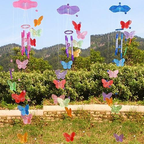 Model Creative Crystal Butterflies-Wind Chime Hanging Ornament Mobile Wind Bell Garden Ornament Lucky Yard Garden Living Room Home/Wall/Room For Mom Birthday Gift Metal Music Wind Chimes Indoor & Outdoor Decor