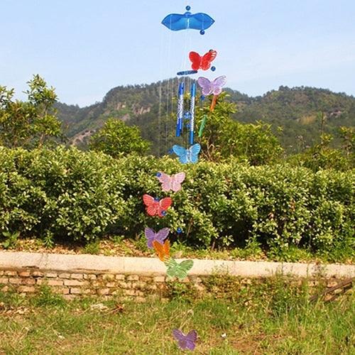 Model Creative Crystal Butterflies-Wind Chime Hanging Ornament Mobile Wind Bell Garden Ornament Lucky Yard Garden Living Room Home/Wall/Room For Mom Birthday Gift Metal Music Wind Chimes Indoor & Outdoor Decor