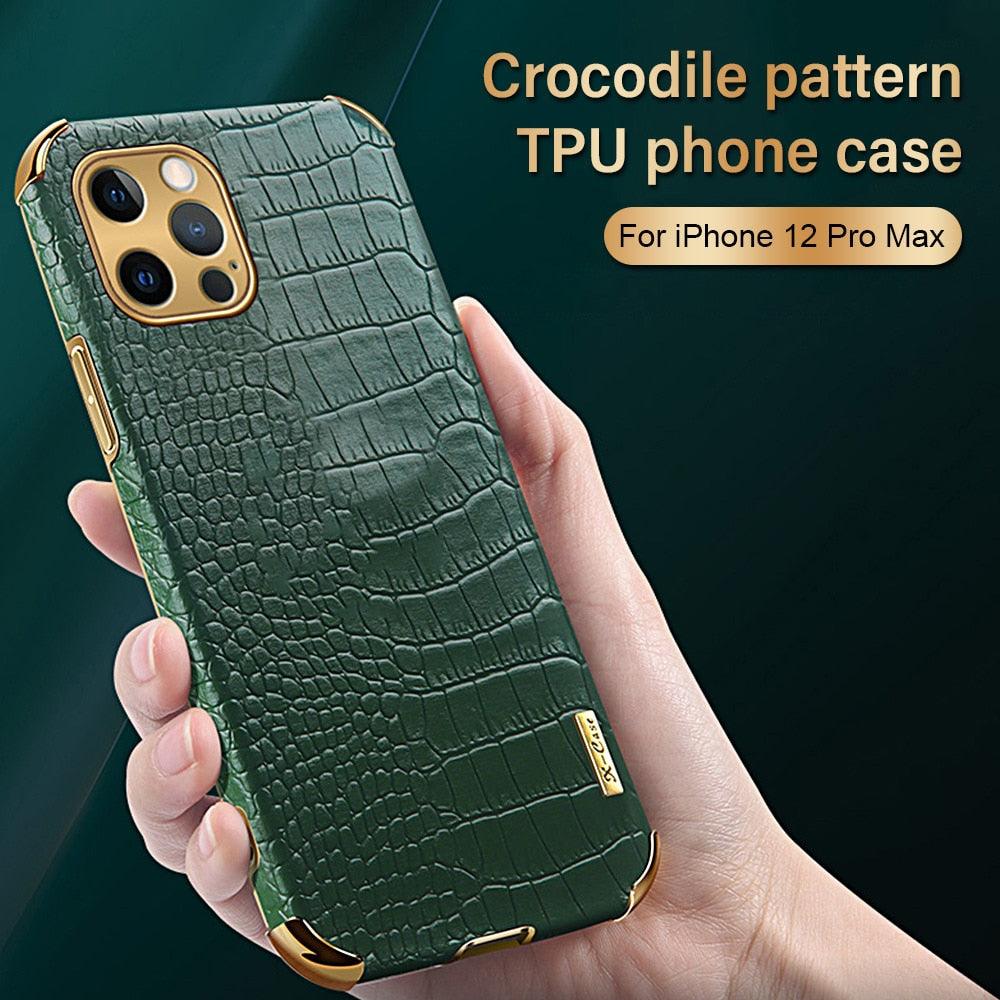 Modern Green Leather Case for iPhone 14 Pro Max Mini 13 11 Pro Max X XR XS Max 13 Mini Cases Luxury PU Leather Covers Luxury Cover Gold Edge for Women Girls Slim Leather Elegant Iphone Protective Cover