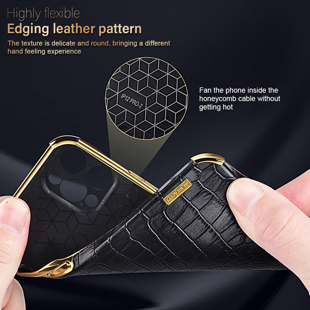 Modern Green Leather Case for iPhone 14 Pro Max Mini 13 11 Pro Max X XR XS Max 13 Mini Cases Luxury PU Leather Covers Luxury Cover Gold Edge for Women Girls Slim Leather Elegant Iphone Protective Cover