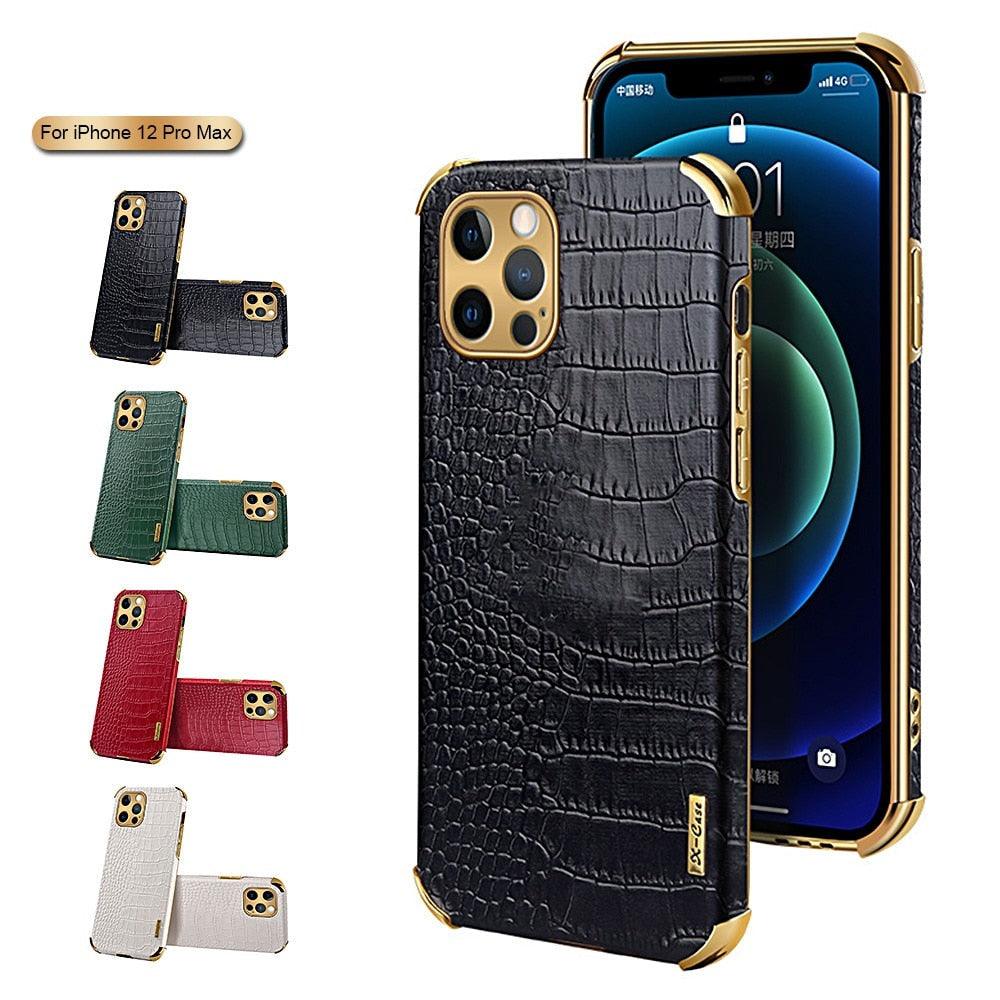 Modern Green Leather Case for iPhone 14 Pro Max Mini 13 11 Pro Max X XR XS Max 13 Mini Cases Luxury PU Leather Covers Luxury Cover Gold Edge for Women Girls Slim Leather Elegant Iphone Protective Cover