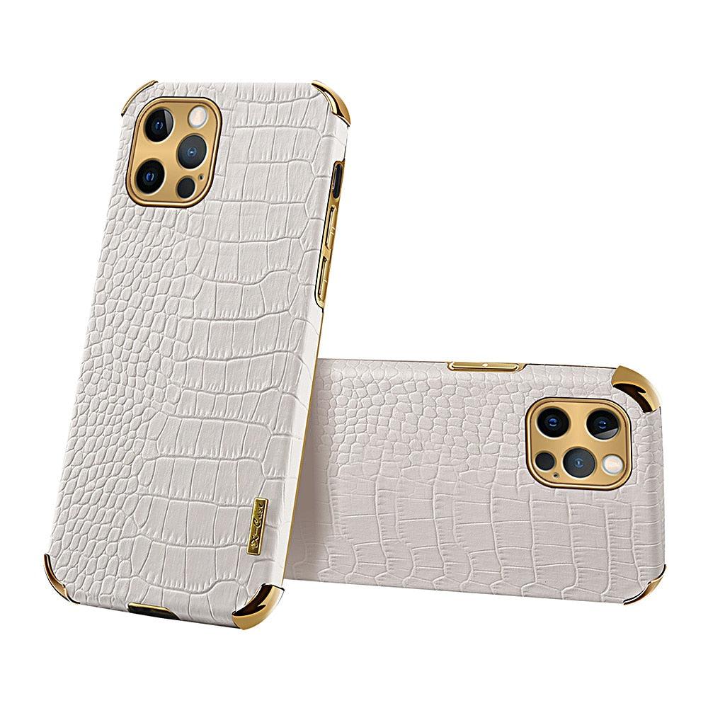 Modern Green Leather Case for iPhone 14 Pro Max Mini 13 11 Pro Max X XR XS Max 13 Mini Cases Luxury PU Leather Covers Luxury Cover Gold Edge for Women Girls Slim Leather Elegant Iphone Protective Cover