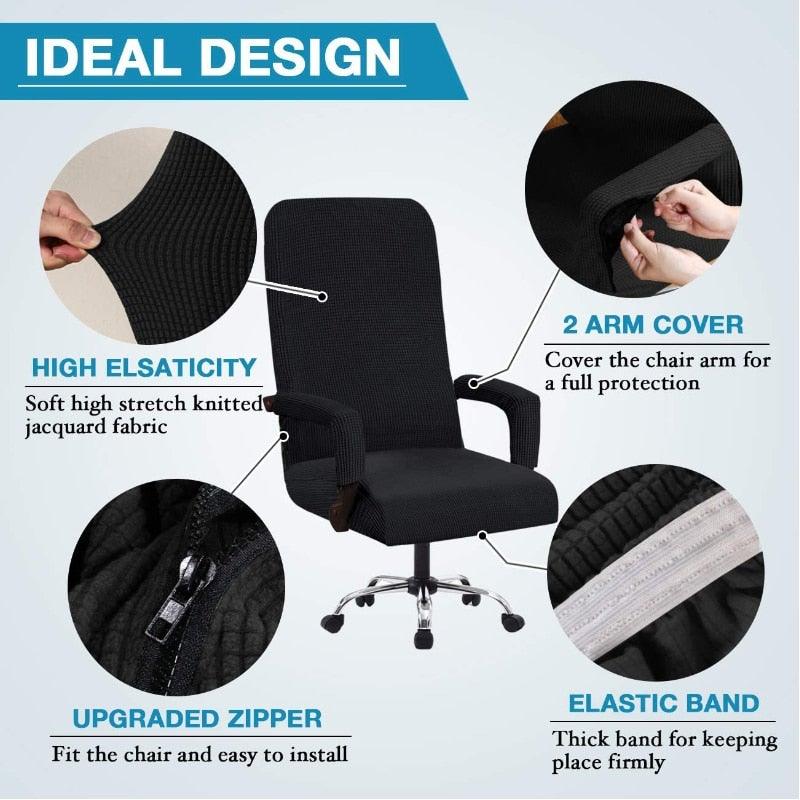 Modern Office Chair Covers Stretch Washable Computer Chair Slipcovers for Universal Rotating Chair Spandex Anti dirty Computer Chair Cover Elastic Polyester Office Chair Cover Easy Washable Removable With Armrest Cover