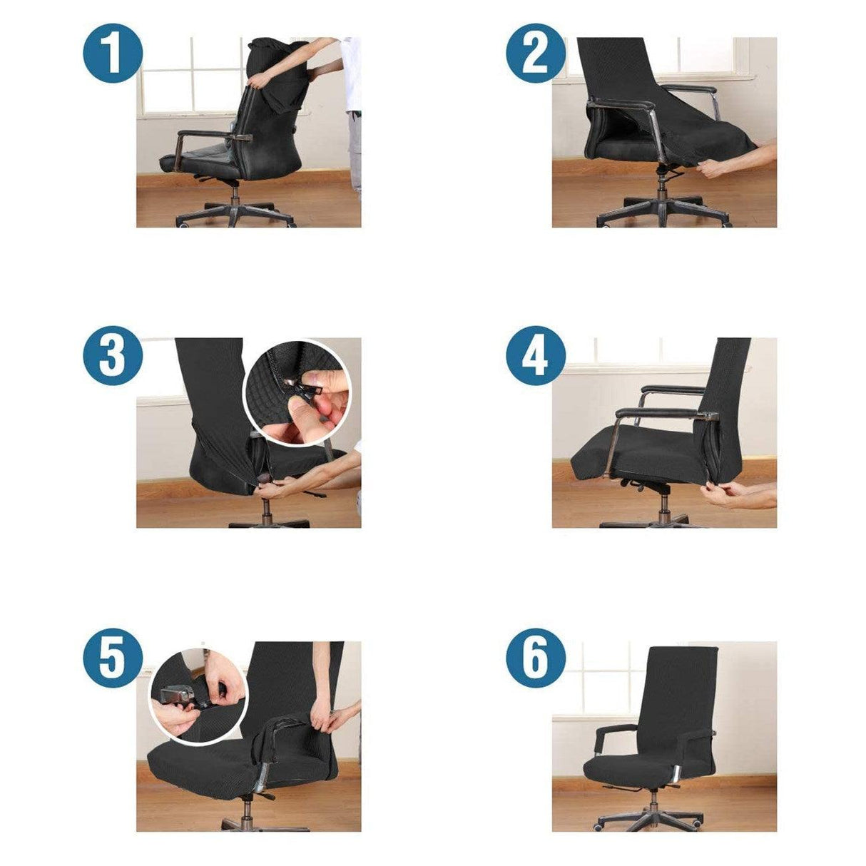 Modern Office Chair Covers Stretch Washable Computer Chair Slipcovers for Universal Rotating Chair Spandex Anti dirty Computer Chair Cover Elastic Polyester Office Chair Cover Easy Washable Removable With Armrest Cover