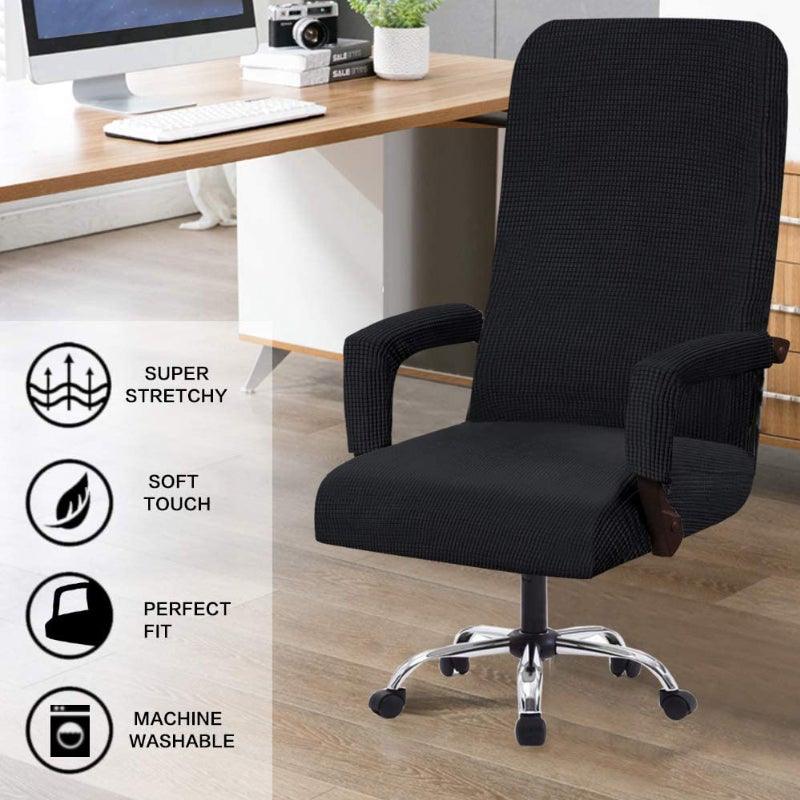 Modern Office Chair Covers Stretch Washable Computer Chair Slipcovers for Universal Rotating Chair Spandex Anti dirty Computer Chair Cover Elastic Polyester Office Chair Cover Easy Washable Removable With Armrest Cover