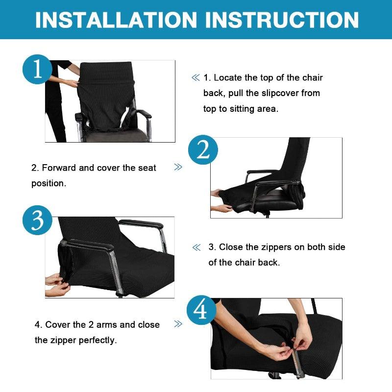 Modern Office Chair Covers Stretch Washable Computer Chair Slipcovers for Universal Rotating Chair Spandex Anti dirty Computer Chair Cover Elastic Polyester Office Chair Cover Easy Washable Removable With Armrest Cover