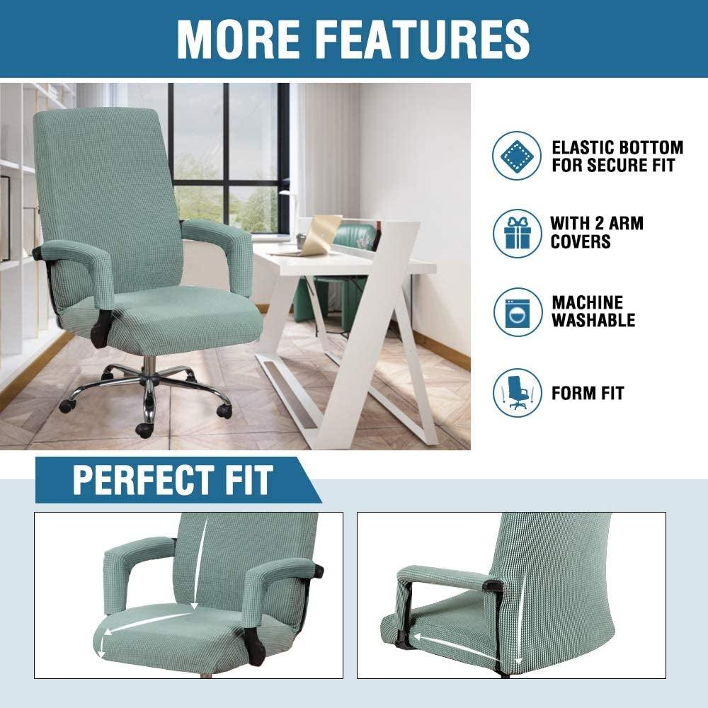 Modern Office Chair Covers Stretch Washable Computer Chair Slipcovers for Universal Rotating Chair Spandex Anti dirty Computer Chair Cover Elastic Polyester Office Chair Cover Easy Washable Removable With Armrest Cover