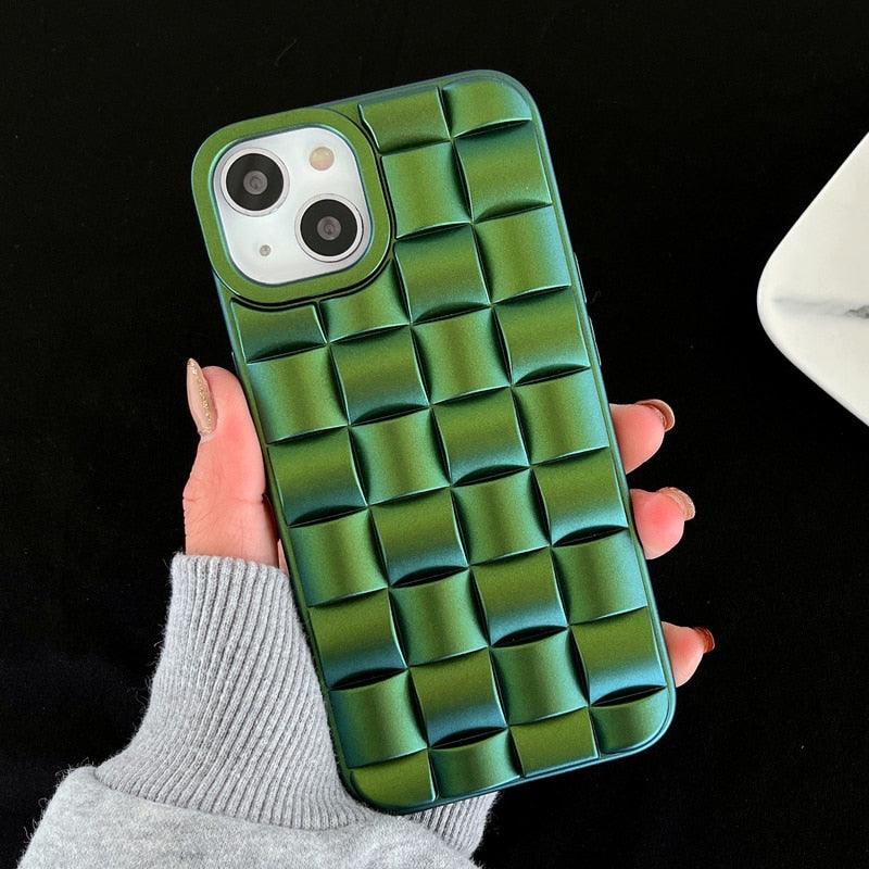 Modern Purple Green Phone Case For iPhone 13 14 Pro Max 11 12 Mini XS XR X 7 8 14 Plus Soft Shockproof Cover Bumper Cute 3D Design Soft Silicone Shockproof Raised Bumper Corner Case for iPhone