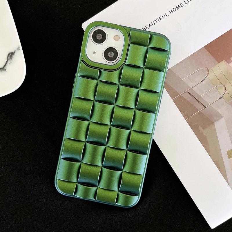 Modern Purple Green Phone Case For iPhone 13 14 Pro Max 11 12 Mini XS XR X 7 8 14 Plus Soft Shockproof Cover Bumper Cute 3D Design Soft Silicone Shockproof Raised Bumper Corner Case for iPhone
